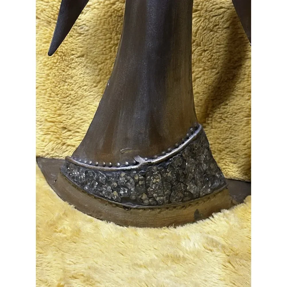 Pier 1 Angel 19” Metal Sculpture w Glass Mosaic Vintage Handmade Candle Holder